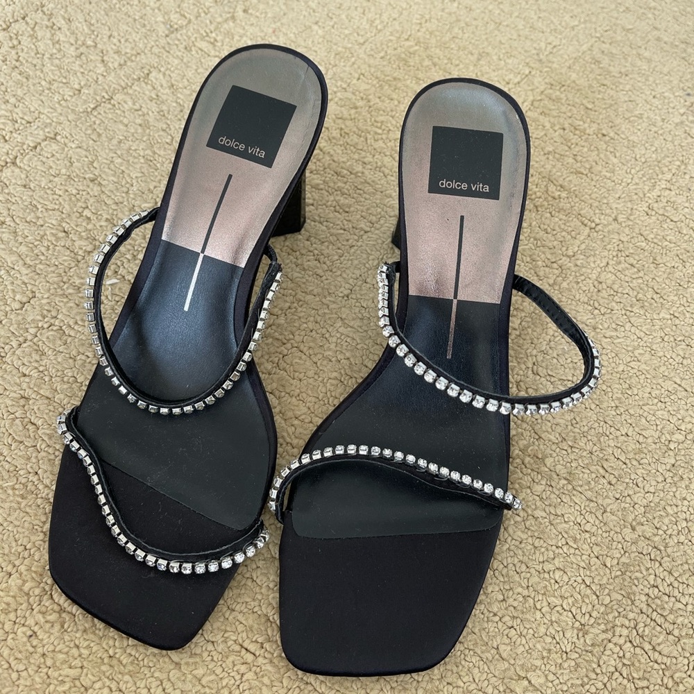 Dolce Vita Black Sandals with Silver Accents